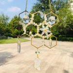 handmade clear Quartz honey comb suncatcher