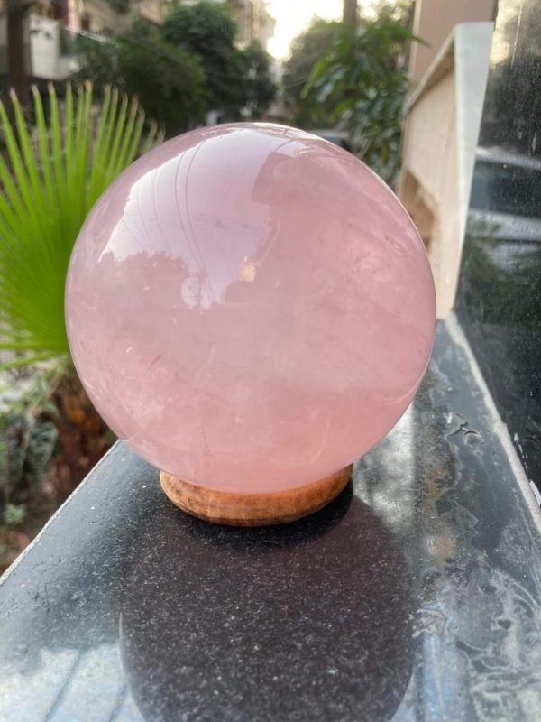 large rose quartz crystal sphere
