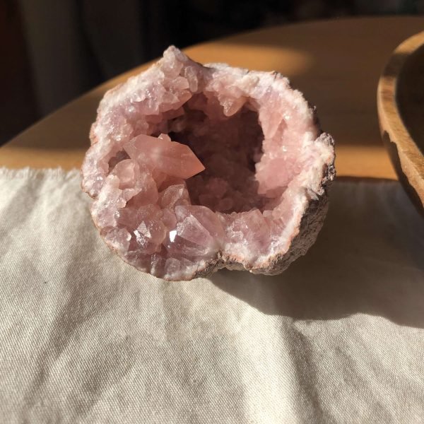 pink rose quartz geode