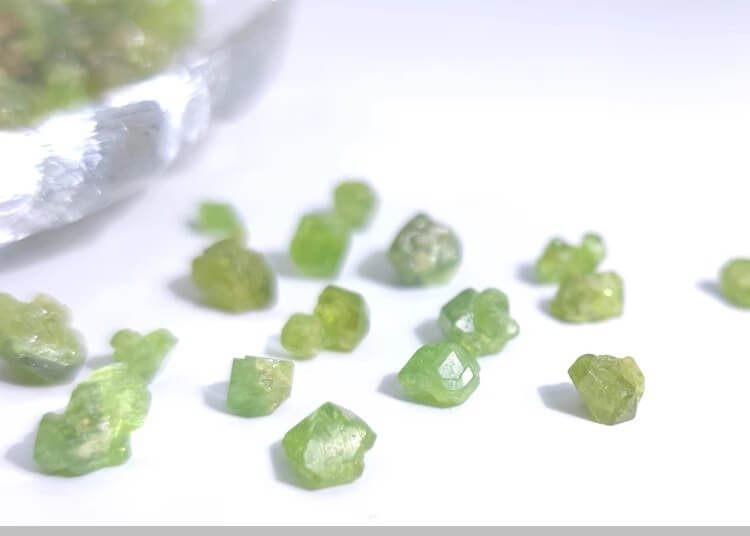 raw green garnet stone