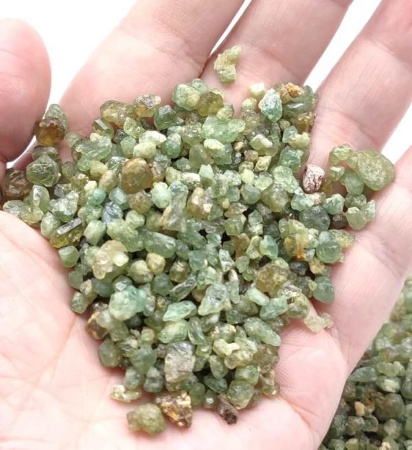raw green garnet stones