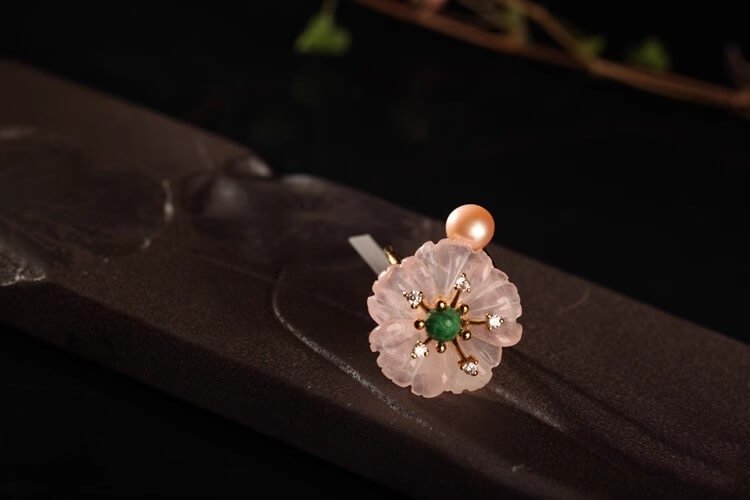 silver ring rose quartz