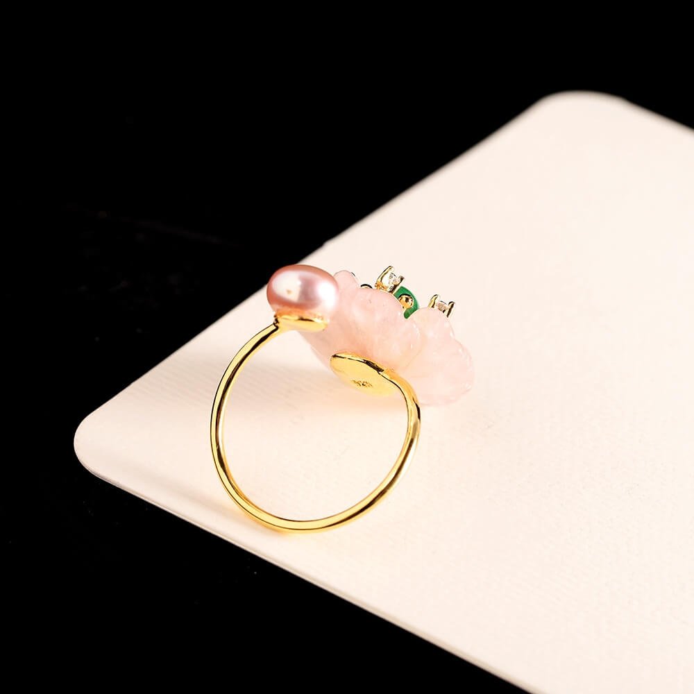 sterling silver rose quartz ring