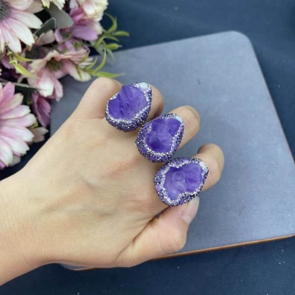 amethyst raw stone ring