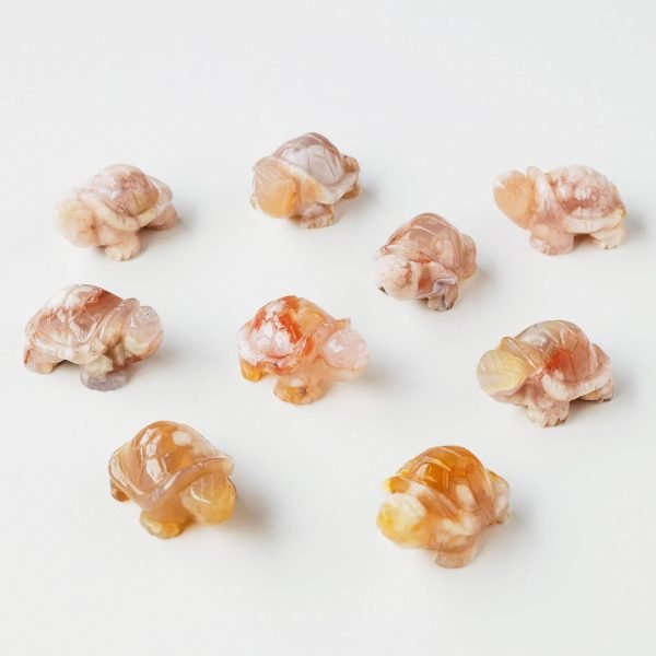 carved sakura agate turtle