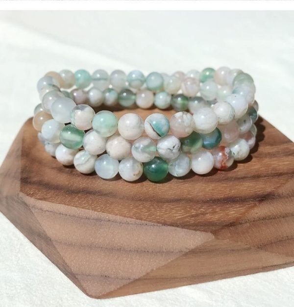 green sakura agate stone bracelets