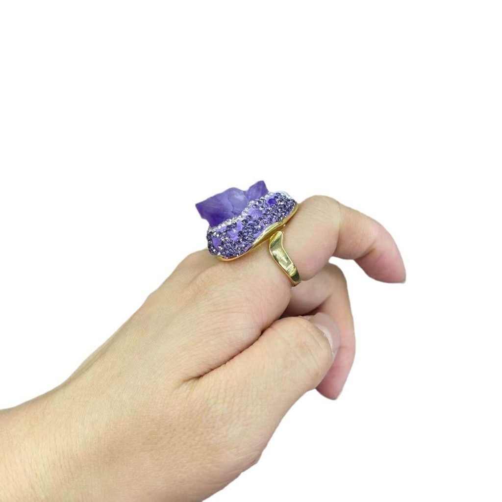 raw amethyst crystal ring