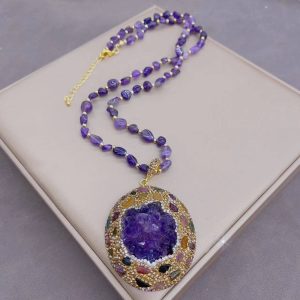raw amethyst necklace