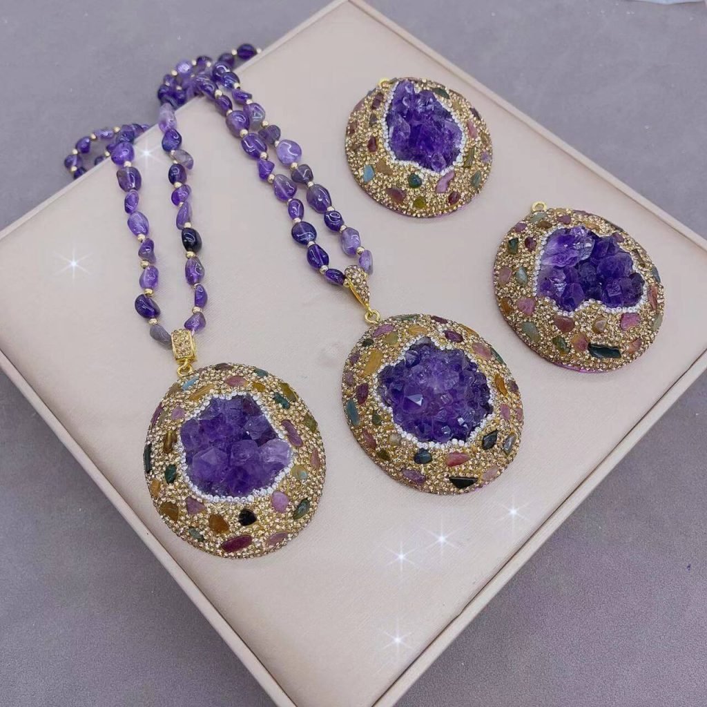raw amethyst necklace pendant