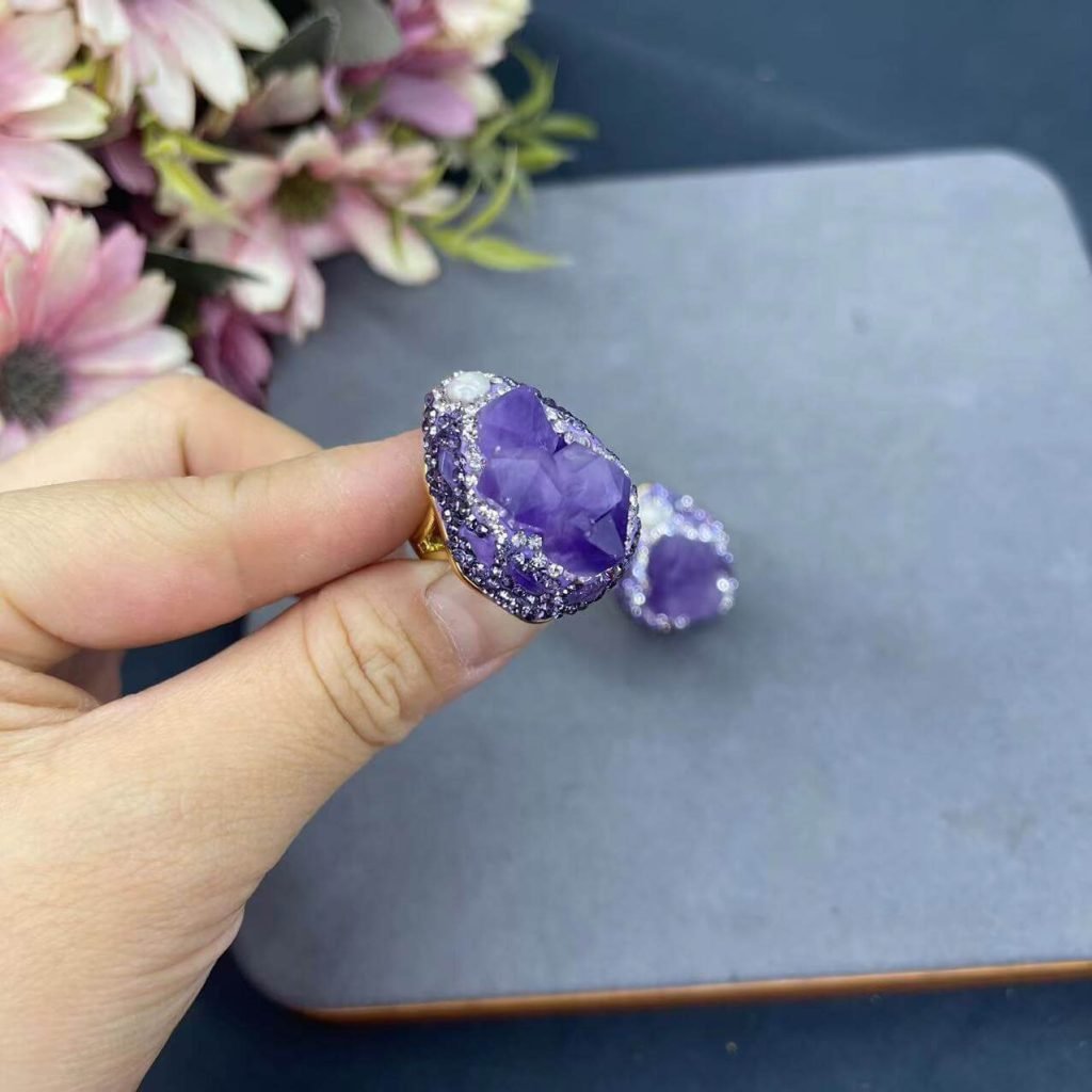 raw amethyst rings