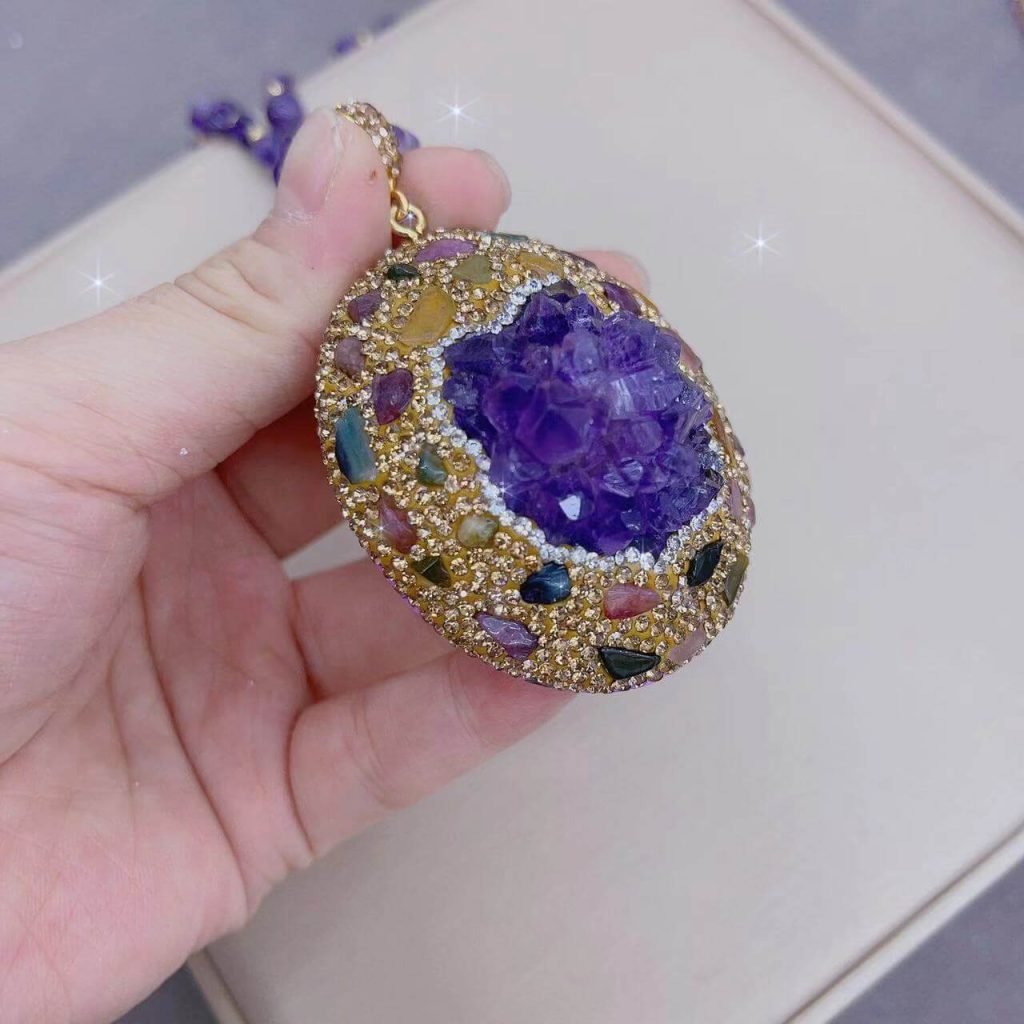 raw amethyst stone necklace