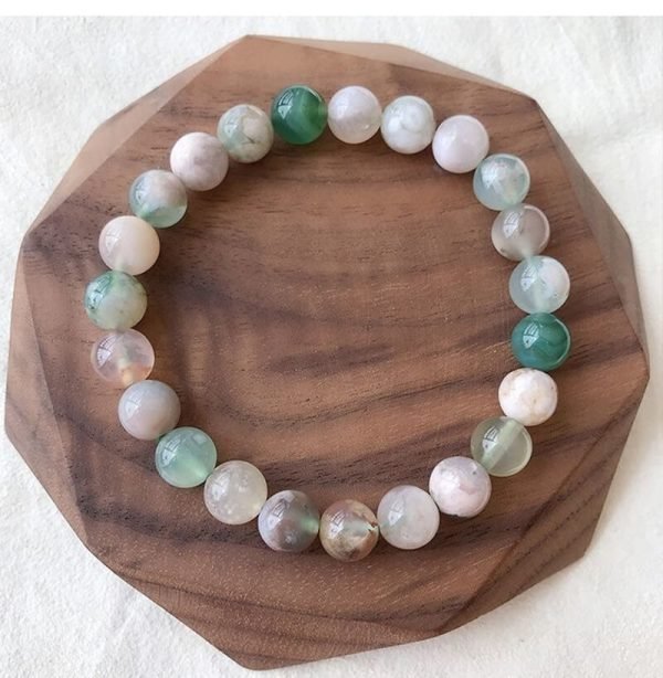 real green sakura agate bracelet