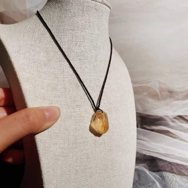 real raw citrine stone necklace