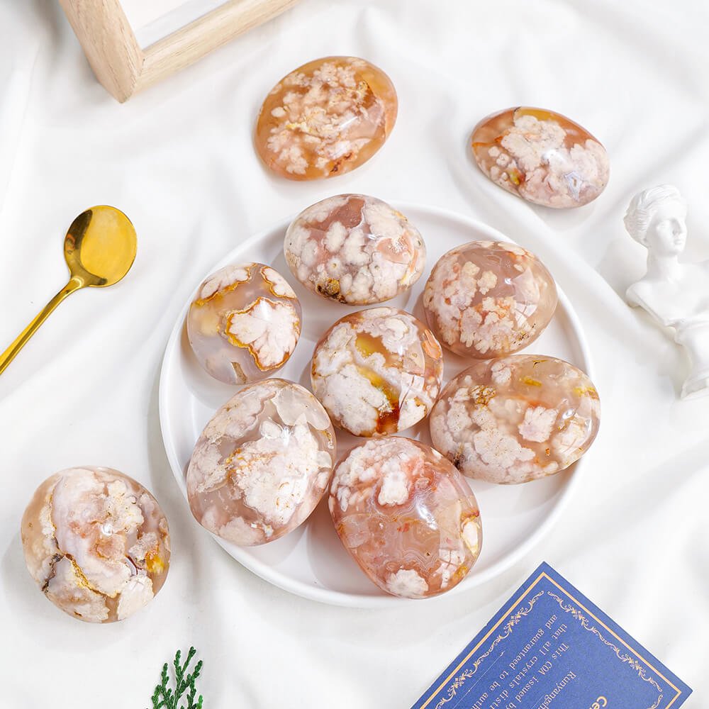 sakura agate crystal palm stone