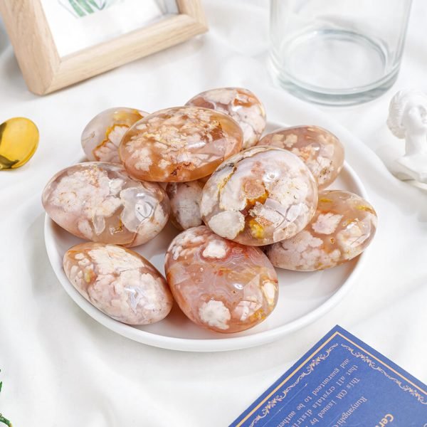 sakura agate crystal palm stones