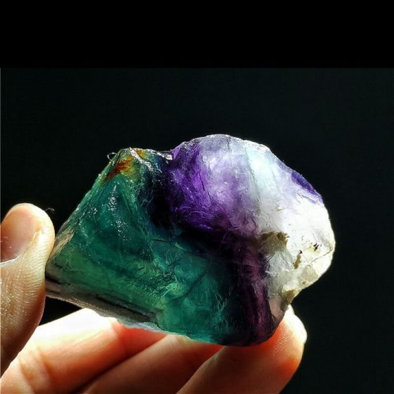raw rainbow fluorite stone
