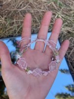 handmade raw rose quartz crystal bracelet