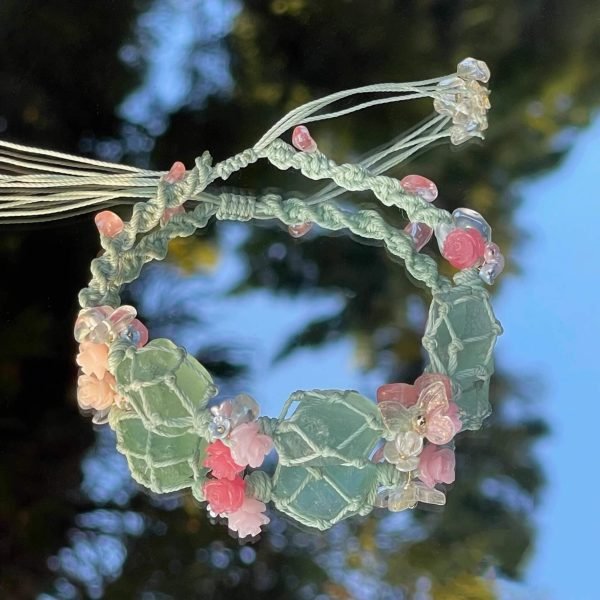 raw green fluorite crystal bracelet
