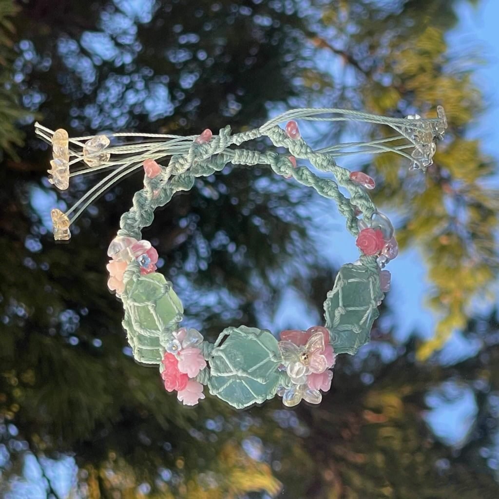 raw green fluorite stone bracelet