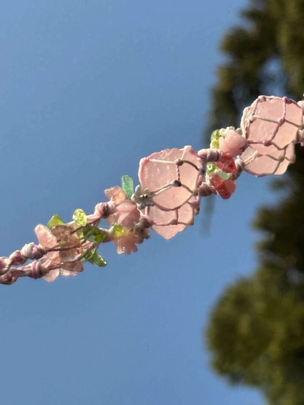 raw rose quartz crystal bracelet