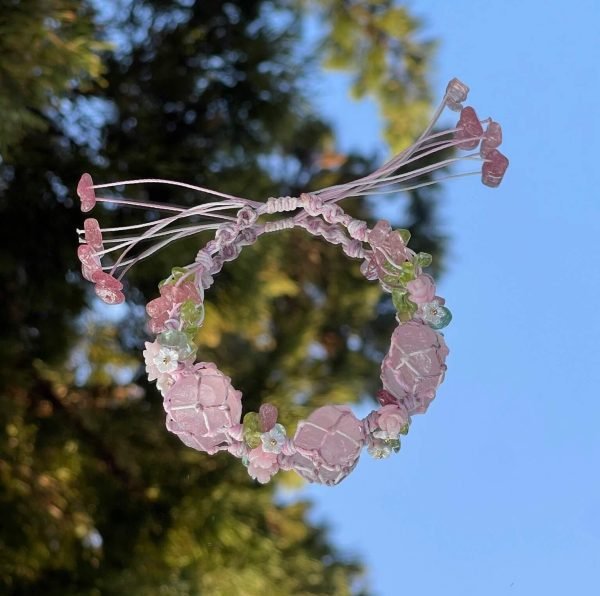 raw rose quartz stone bracelet