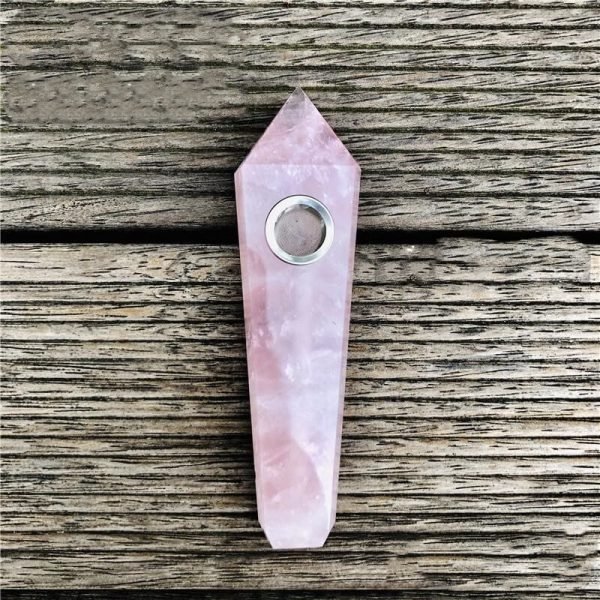 rose quartz crystal pipe