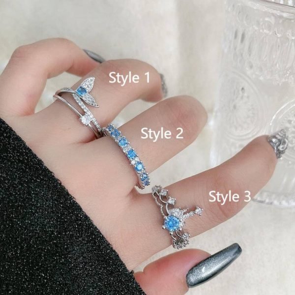 different style high-quality silver aquamarine rings for sale