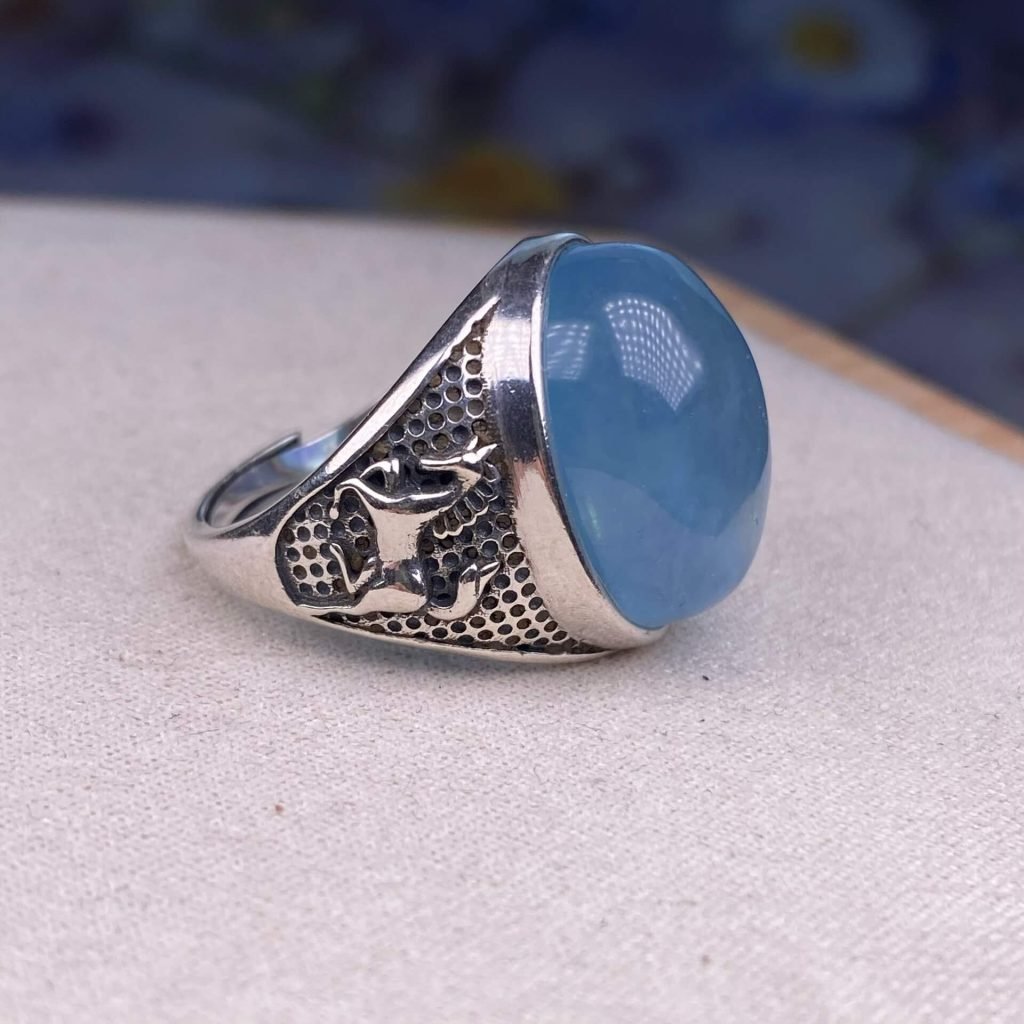 silver aquamarine rings for guys
