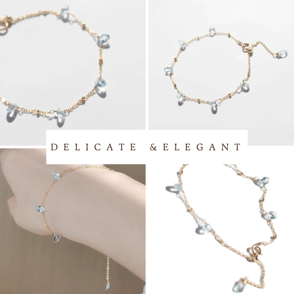 14k italy aquamarine bracelet details