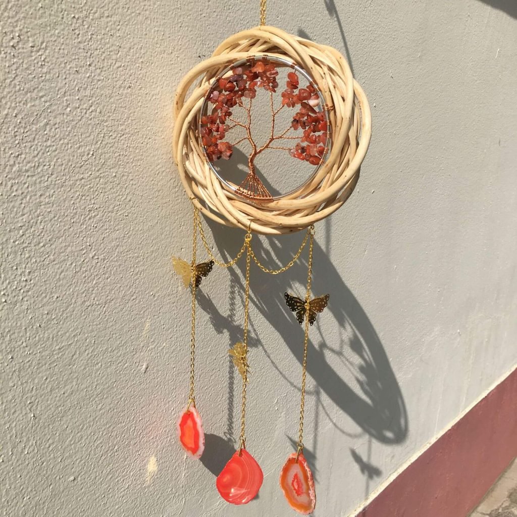 Carnelian crystal tree of life suncatchers for sale