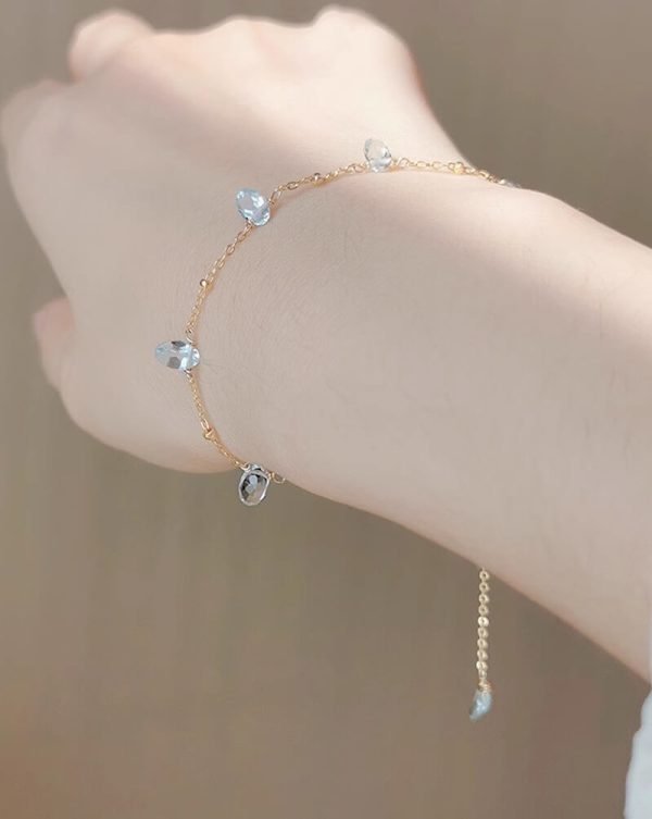 Elegant 14k Gold Italian Aquamarine Bracelet