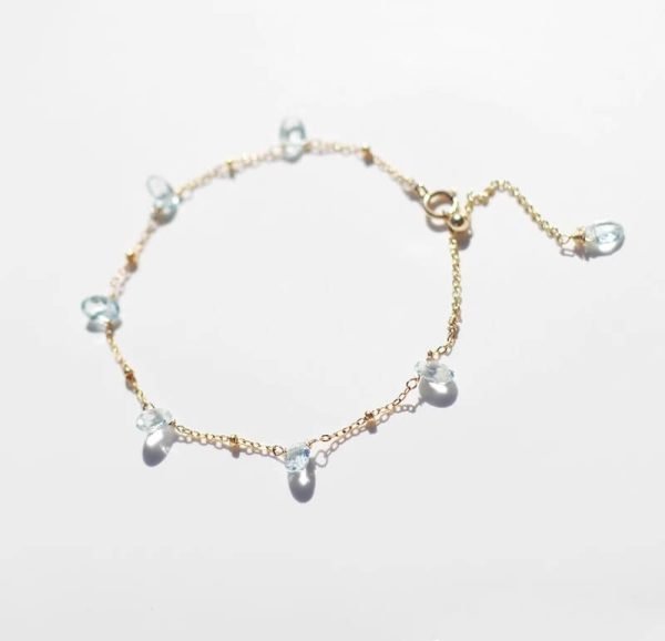 adjustable 14k italy aquamarine bracelet