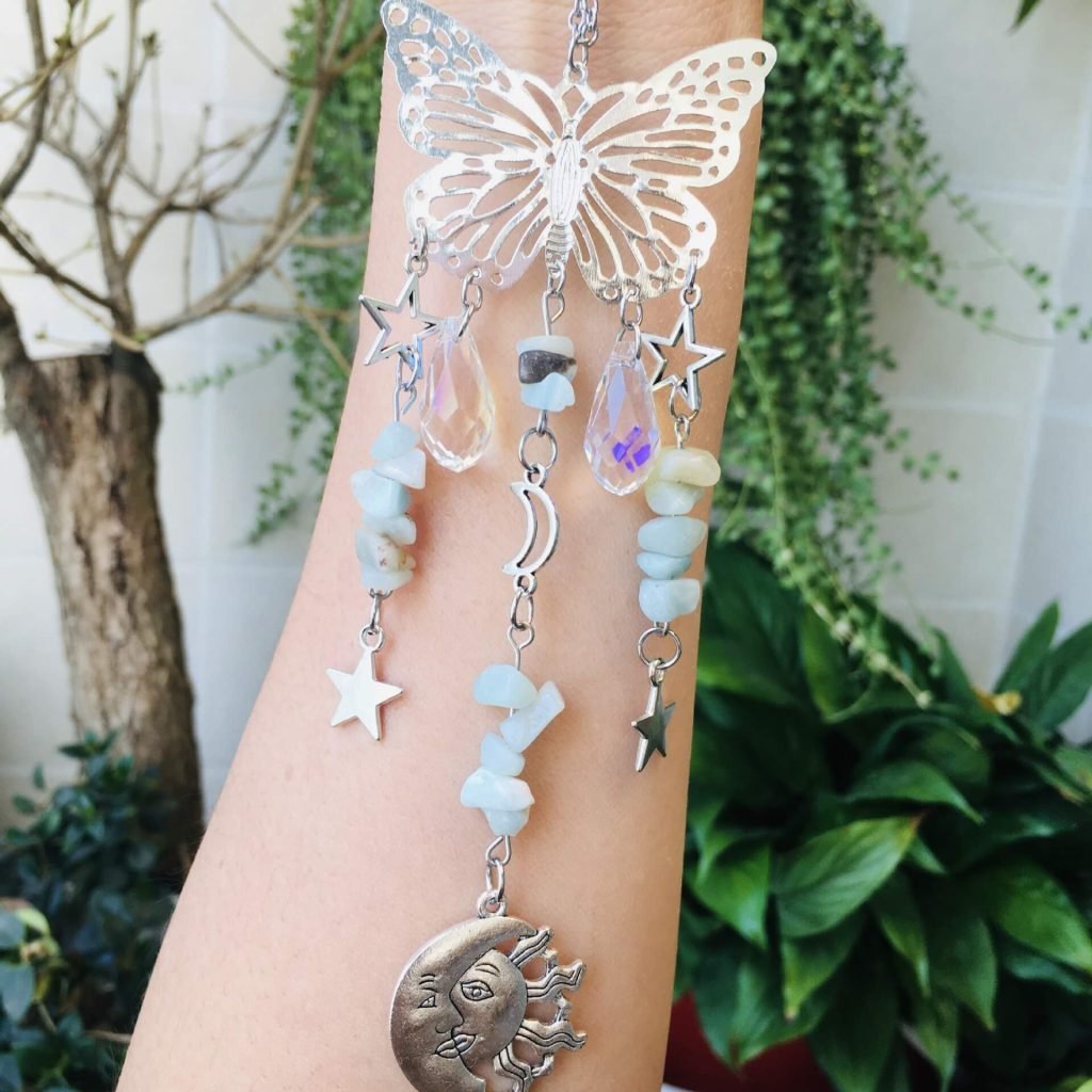 amazonite crystal butterfly suncatcher
