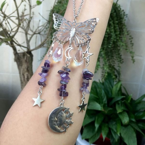 amethyst crystal butterfly suncatcher