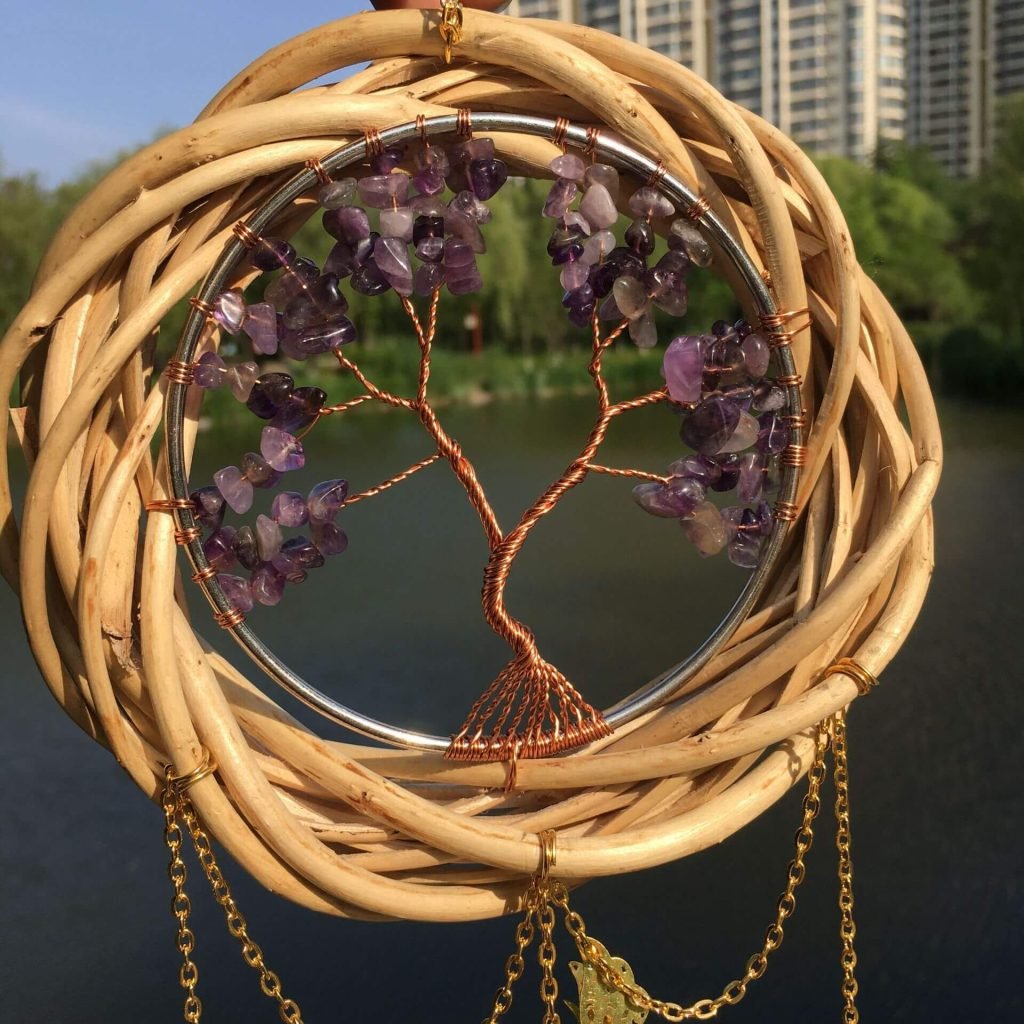 amethyst crystal tree of life suncatchers for sale