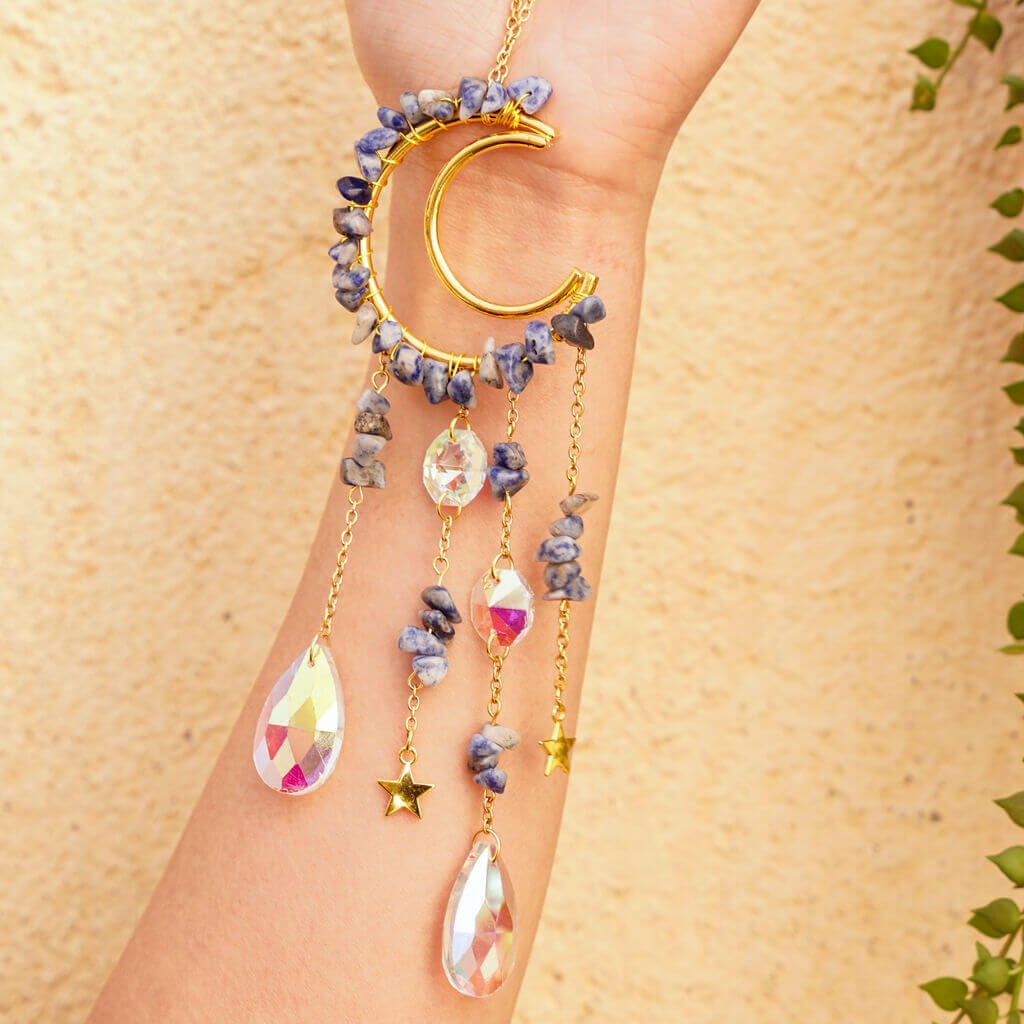 crystal moon suncatcher Lapis lazuli