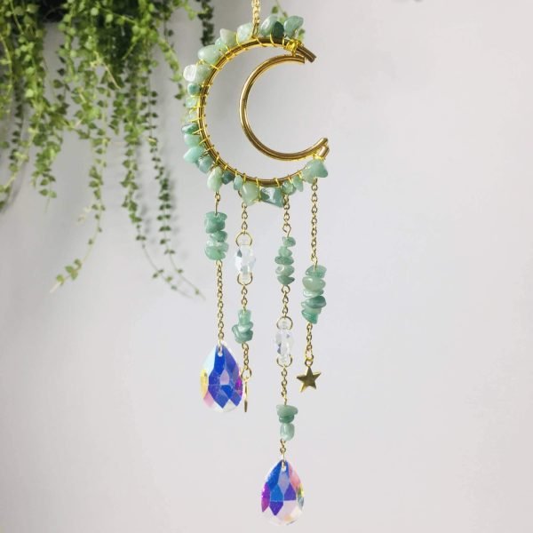 green aventurine crystal moon suncatcher