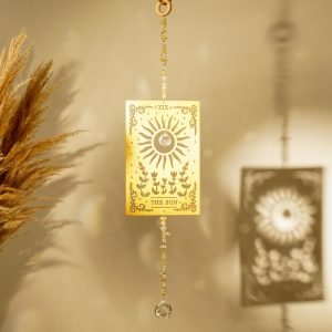 hanging crystal suncatcher with wood card