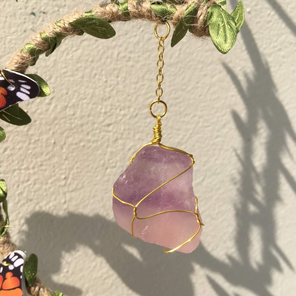 Amethyst hanging suncatcher crystals