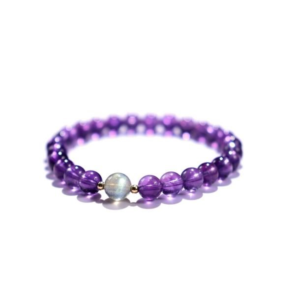 purple amethyst gemstone bracelet with labradorite