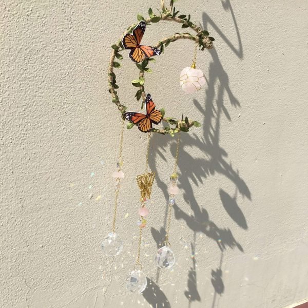 rose quartz hanging suncatcher crystals