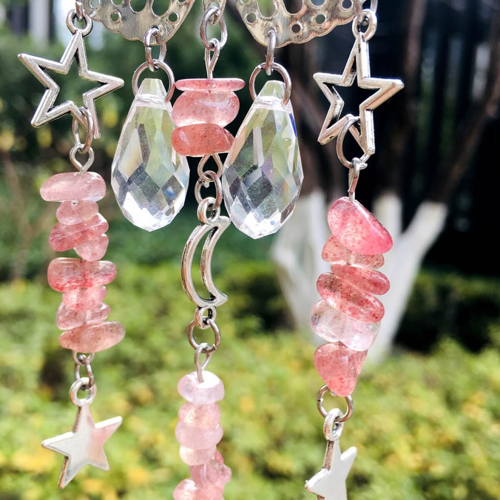 strawberry quatz crystal butterfly suncatcher
