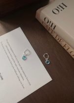 aquamarine clip on drop earrings