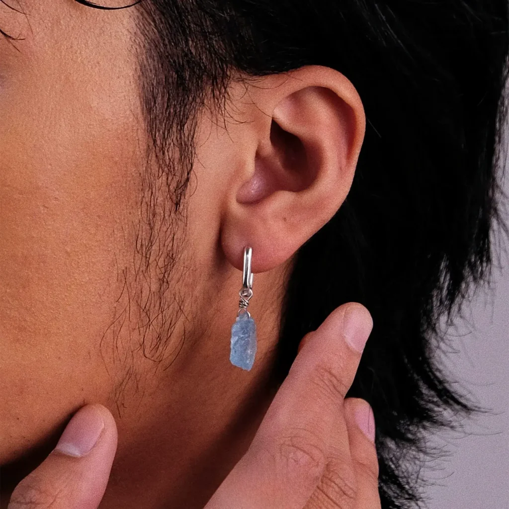 aquamarine drop earrings for men