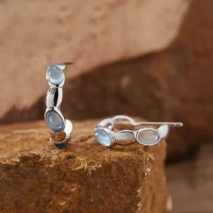 aquamarine hoop earrings silver