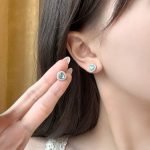 heart shaped small aquamarine stud earrings