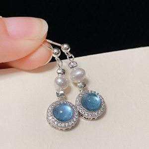 pearl and aquamarine earrings
