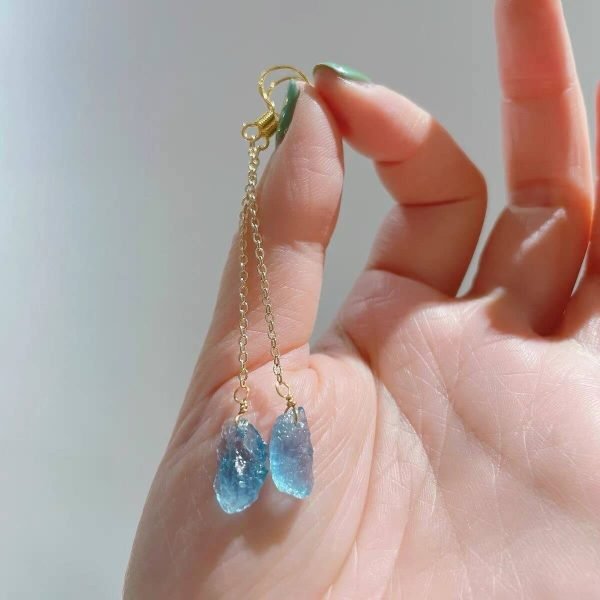 raw aquamarine drop earrings
