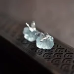 raw aquamarine stud earrings