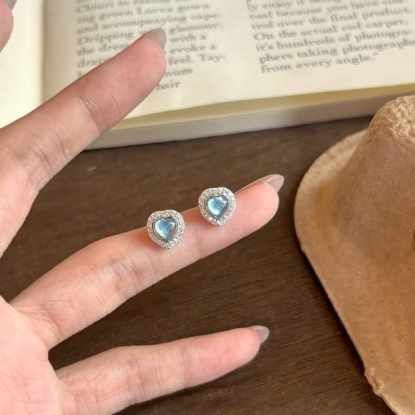 small aquamarine stone stud earrings
